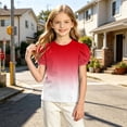thumbnail image 6 of Twczz Girls Gradient T-Shirt- Summer Casual Crewneck Puff Short Sleeve Cute Kids Fashion Tops Red Size 10, 6 of 8