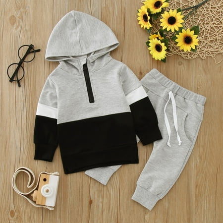 

Hunpta Newborn Toddler Baby Girls Autumn Patchwork Cotton Hooded Long Sleeve Long Pants Tops Hoodie Sweatshirt Set Outfits Clothes