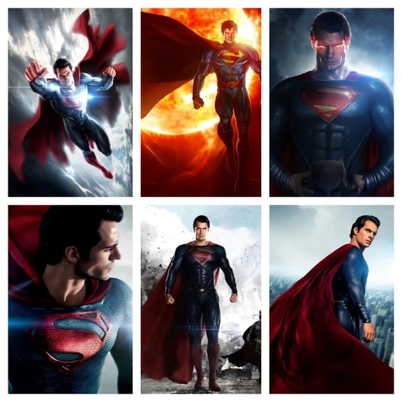 Unframed Clark Kent Watercolor Posters Set of 6 Pieces (8" x 10") for Kids Bedroom Wall Decorations Game Room Nursery Decor Unframed Cartoon Anime Art Paintings Poster Gift