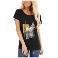 thumbnail image 1 of Hauts d'Été Grande Taille pour Femmes, T-shirt Imprimé Lapin Col Rond, Blouse Décontractée à Manches Courtes, Col en V, en Solde, 1 of 8