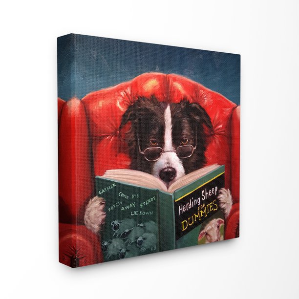 The Stupell Home Decor Herding Sheep Dog Reading for Dummies Funny