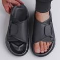 thumbnail image 2 of Wensltd Mens Sandals Black Summer Open Toe Slides Soft Comfy Beach Home Slippers, 2 of 2