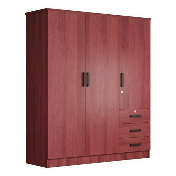 Pemberly Row Engineered Wood Wardrobe Armoire Closet in Mahogany