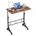 thumbnail image 3 of EDX Small Height Adjustable Standing Desk with Wheels, Mobile Rolling Computer Desk for Home Office, Sit Stand Laptop Desk for Walking Pad, Rustic Brown, 3 of 9