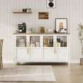 thumbnail image 2 of Ourlova Sideboard Buffet Cabinet with 4 Glass Doors, 55" Buffet Table Coffee Bar Wine Bar Display Cabinet for Kitchen Dining Room Living Room White, 2 of 8