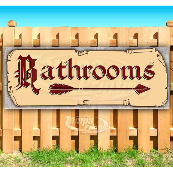Bathrooms Arrow 13 oz Vinyl Banner With Metal Grommets