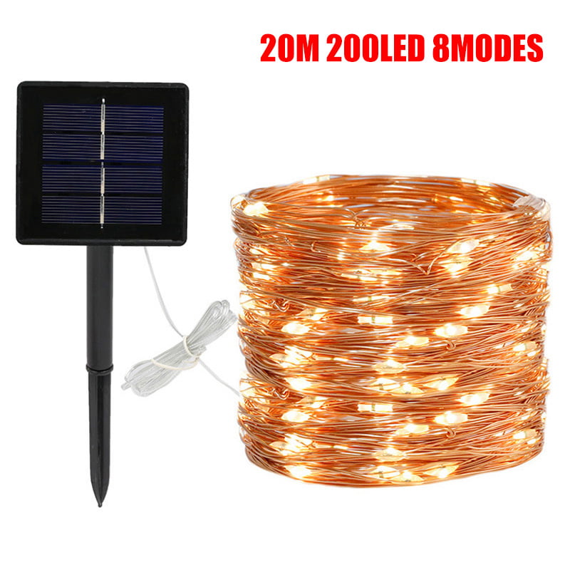 Outdoor Solar String Light 100/200 LED 10-20M Copper Wire Fairy Lamp Xmas Decor 