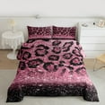 thumbnail image 2 of jejeloiu Pink Leopard Pattern Bedding Comforter Set,Modern Cheetah Print Twin Comforter Sets,Chic Sequin Print Bedding Set For Girl Teens,Microfiber Bedroom Decor Reversible,2pcs, 2 of 8