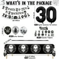 thumbnail image 2 of Black 30th Birthday Decorations - Death To My 20s Decorations Including Banners, Skull Tablecloth, Number 30 Balloon, Fringe Curtain, Cake Toppers for Halloween Party Rip 20s Birthday Decorations, 2 of 6