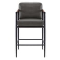 thumbnail image 5 of CHITA Modern Counter Stools Set of 2, Upholstered Bar Stools with Metal Frame and Wooden Armrests, Faux Leather in Retro Gray, 5 of 11