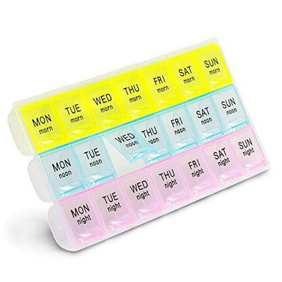 Pill Organizer 3 Times a Day, Weekly Medicine Organizer Pill Boxes, 7 Day Large Pill Holder Organizer Sorter Container Case, Morning Noon Night Daily Pill 3 Times a Day Travel Pill Box Medication
