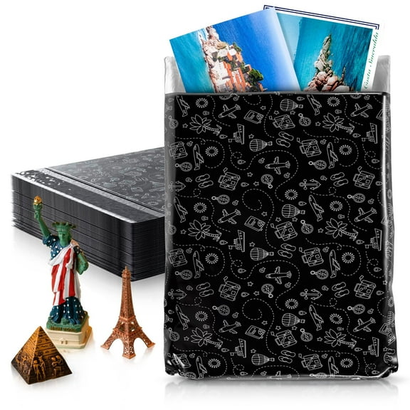 Black/White Poly Mailers Envelopes, 10 x 13 Inches. Pack of 100 Plastic Shipping Bags for Clothes, 2.0 Mil. Stretchy Shipping Envelopes for Clothing. Waterproof Mailers Poly Bags with Self-Seal