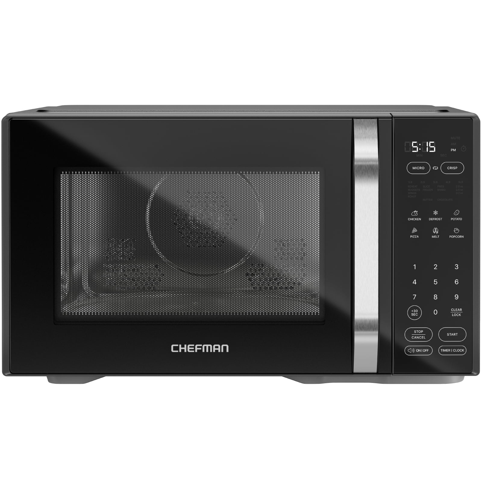 Chefman MicroCrisp Microwave + Crisper, 1.1 Cu ft, 1800W Max, Black, New