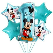 5 PCS LOVSONG Mickey Mouse Character Foil Balloon First Birthday Party Balloons Boy and Girl Baby Baby Shower Foil Balloons Helium Balloons Adult & Kids Party Theme Decorations