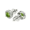 thumbnail image 2 of 1.18 ct Screw-Back Stud Earrings for Women | 5mm Round Cut Natural Peridot | 18K White Gold, 2 of 5