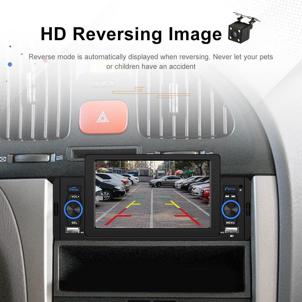 Podofo  5'' Touch Screen Car Stereo Radio with Apple Carplay Android Auto Mirror Link HD Car MP5 Multimedia Player Bluetooth USB FM Audio Receiver USB, Backup Camera