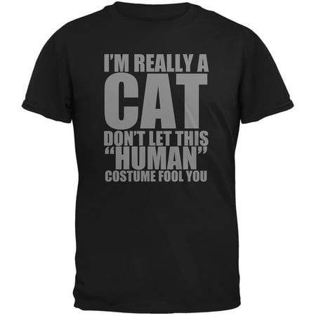 Costume Black Adult T-shirt - Halloween Human Cat Costume Black Adult T-Shirt