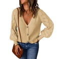 thumbnail image 3 of V Neck Button Down SweaterPolyester Fiber Button Down Sweater Pure Color Casual Comfort For Woman For Casual For Party ANGGREK Otros, 3 of 5