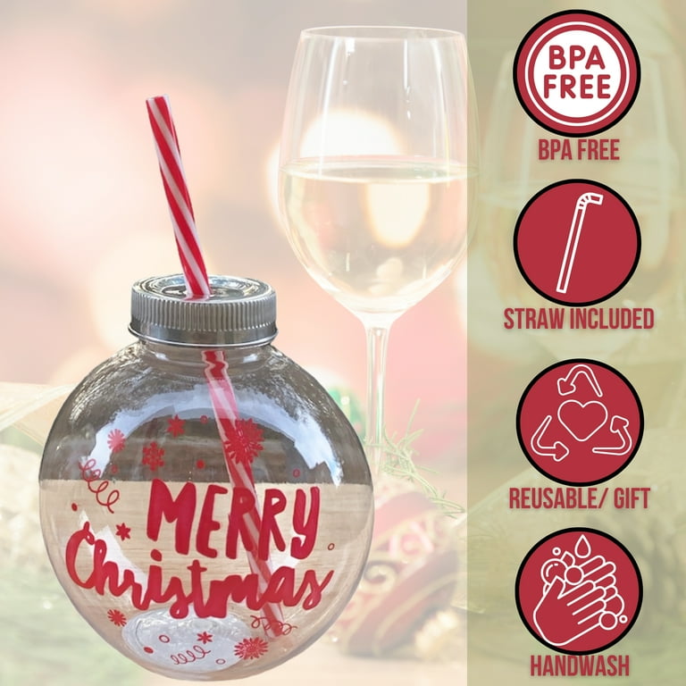 Glass Straw Cup Straw Drink Cup Snack Straw Cup Christmas Glass