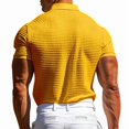thumbnail image 4 of Domuza Men's Waffle Polo Shirts Casual Textured Button Down Summer T-Shirts Lightweight Solid Pullover Tee Yellow L, 4 of 5