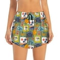 thumbnail image 2 of Picia Hawaiian Style Pattern Women's 2 in 1 Athletic Running Shorts High Waisted Workout Casual Gym Sweat Shorts with Comfy Liner Zipper Pockets-Medium, 2 of 9