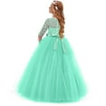 thumbnail image 4 of nsendm Little Big Girls Flower Vintage Floral Lace 3/4 Sleeves Floor Length Dress Wedding Party Evening Formal Pageant Dance Gown, 4 of 6