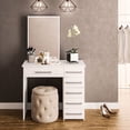 Compact Dressing Table Set Boahaus Sofia Vanity Table with LED Lights and USB Port, White, 6 ...