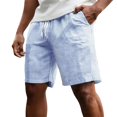 thumbnail image 3 of Mens Striped Casual Shorts Summer Beach Elastic Waist Drawstring Shorts with Pockets Mens Athletic Gym Shorts Daily Wear Walking Summer Outfit Blue S, 3 of 7