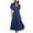 Dark Blue, variant on LYXSSBYX Fall Dresses for Women Long Sleeve Women's Casual Fashion Solid Color V-neck Lace-up Flared Sleeve Splicing Dress
