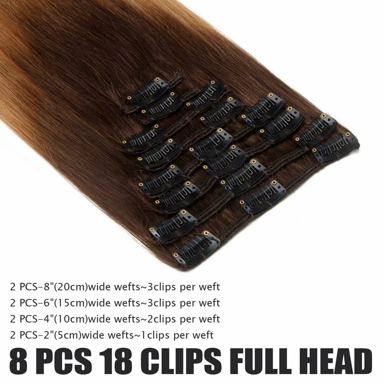 Benehair Human Hair Extensions Clip In Hair Extension Full Head Remy Hair  Caramel Blonde for Women Straight 8-24 