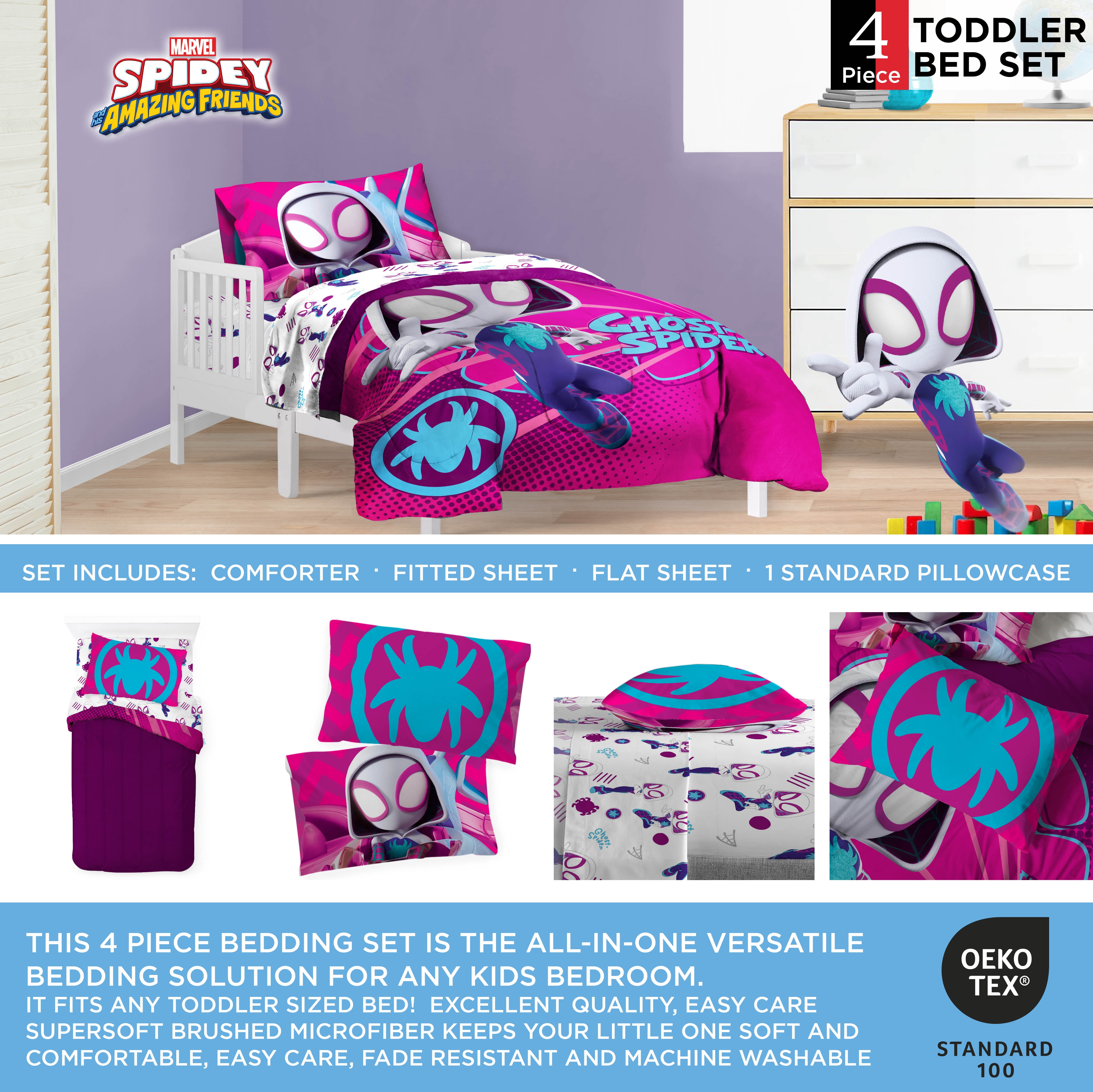 Marvel Ghost Spidey 4-Piece Toddler/Crib Kids Bed Set – Spidey & His Amazing Friends Bedding