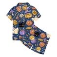 thumbnail image 4 of SJLDQY Halloween Girls Pajama Sets Button Down Short Sleeve Shirts Shorts 2 Piece Pj Sets Hallowmas Printed Sleepwear Breathable Soft Loungewear Sets for Girls, 4 of 4
