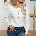 thumbnail image 2 of Lovskoo Sweaters for Women Trendy V-Neck Button Long Sleeved Sweater Dough Twists Pullover Sweater White, 2 of 6