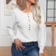 thumbnail image 1 of Suéter de cuello redondo para mujer, suéter de manga larga con botones y cuello en V, suéter con giros de masa, suéter para mujer, 1 of 6