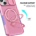 thumbnail image 4 of Phone Case for iPhone 14 Plus with Sliding Camera Cover, Hand Grip Anti Slip Design Kickstand Ring Holder Hybrid Magnetic Wireless Charging Phone Cover for Apple iPhone 14 Plus - Pink, 4 of 10