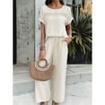 thumbnail image 6 of YNIQUE Spring and Summer Casual Fashion Solid Color Short-Sleeved Trousers Suit, 6 of 7