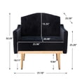 thumbnail image 7 of Accent Side Chair with Metal Legs, Modern Comfy Upholstered Single Sofa Chair with Armrest, Leisure Barrel Chair for Living Room, Bedroom, Dining Room, Office, Club, Black Velvet Fabric, 7 of 7