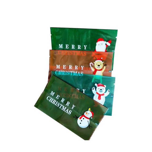 RV 200 bolsas de embalaje de dulces de galletas de Navidad 7*12 bolsas de plástico selladas con máquina de boca plana creativa de muñeco de nieve de Papá Noel oso de fresa Electrónica