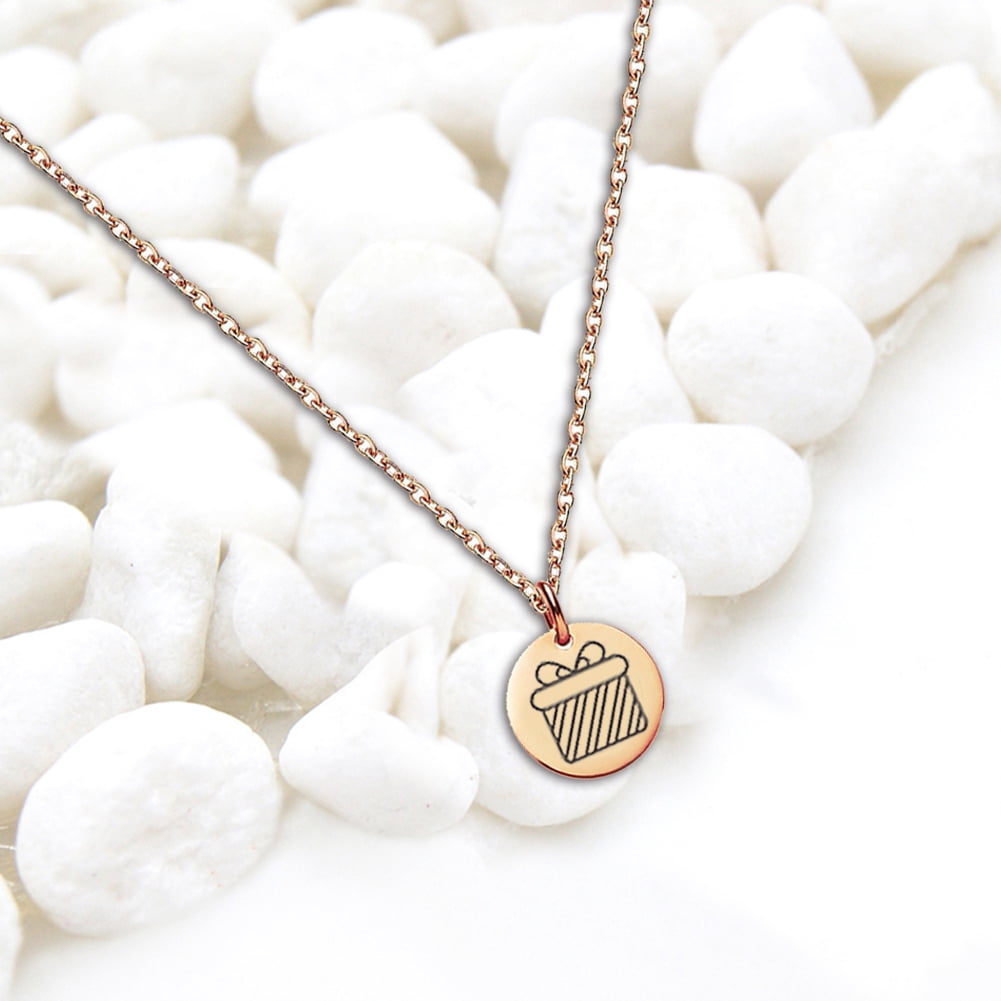 Anavia Round Mother's Day Present Stainless Steel Rose Gold Disc 10mm Pendant Jewelry with Gift Box