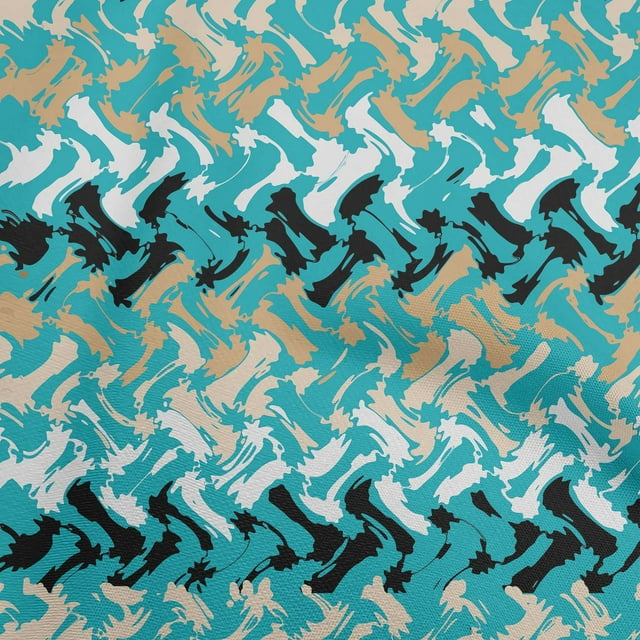 oneOone Polyester Spandex Teal Green Fabric Geometric Craft Projects Decor Fabric Printed By The Yard 56 Inch Wide-KF