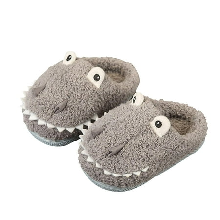 

Huesdet Toddler Boys Girls Soft Plush House Slippers Cute Animal Slippers Winter Comfy Warm Fuzzy Slippers Memory Foam Non-slip Indoor Outdoor Shoes(Grey 3.5-4 Years)