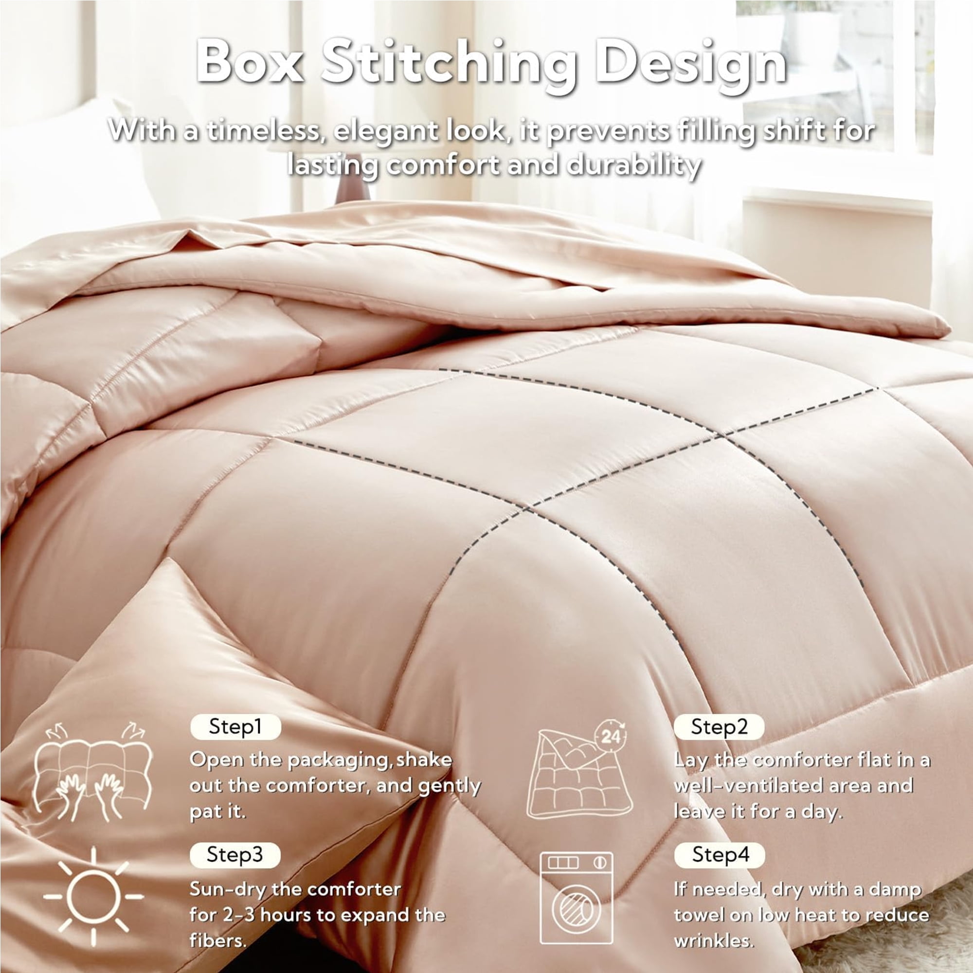 MR&HM Reversible Satin Microfiber Comforter 3 Pieces Queen Size, Champagne Queen Comforter Set for All Seasons, Silky Soft Satin Comforter for Hair and Skin, with Satin Pillowcases Set of 2