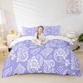 thumbnail image 2 of jejeloiu Dreamy Paisley Duvet Cover King For Men Women,Boho Flower King Bedding,Lavender White,Reversible,3 Pieces,1 Duvet Cover and 2 Pillowcases, 2 of 6