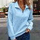 thumbnail image 1 of Heisall Womens Sweatshirts Long Sleeve V Neck Zip Up Solid Color Embossed Casual Knit Pullover, 1 of 7