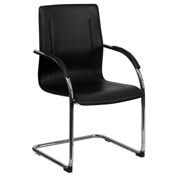 Flash Furniture Black Vinyl Side Reception Chair with Chrome Sled Base