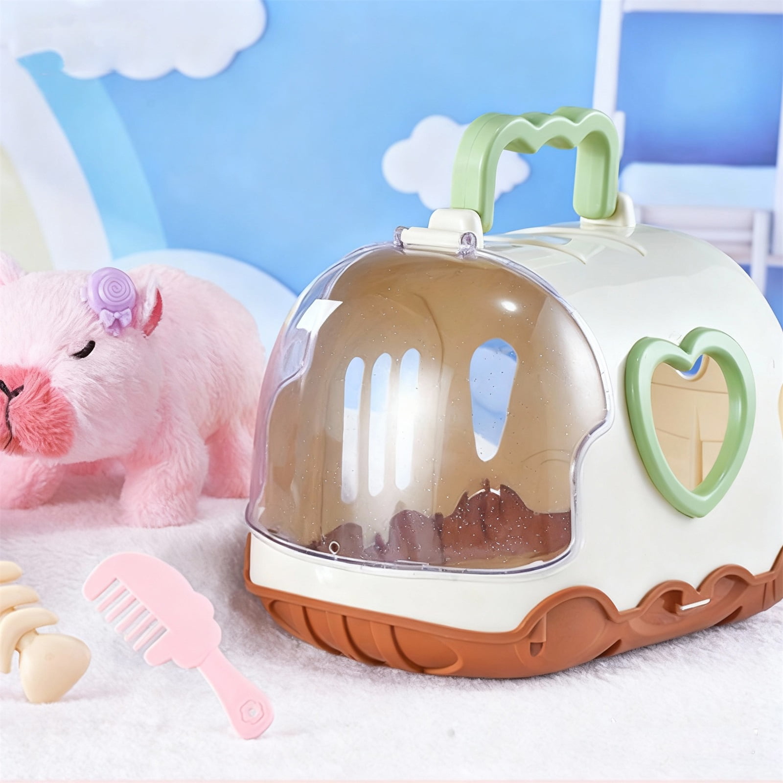 Walking Capybara Toys - 8.66Inch Electronic Capybara Walking and Make Sounds, Storage Cage and Accessories, Perfect Christmas Halloween Birthday Gifts