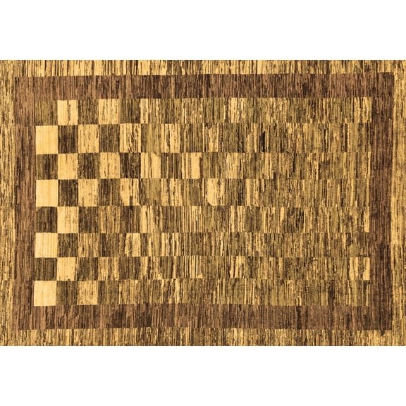 Ahgly Company Indoor Rectangle Checkered Brown Modern Area Rugs, 5' x 7'