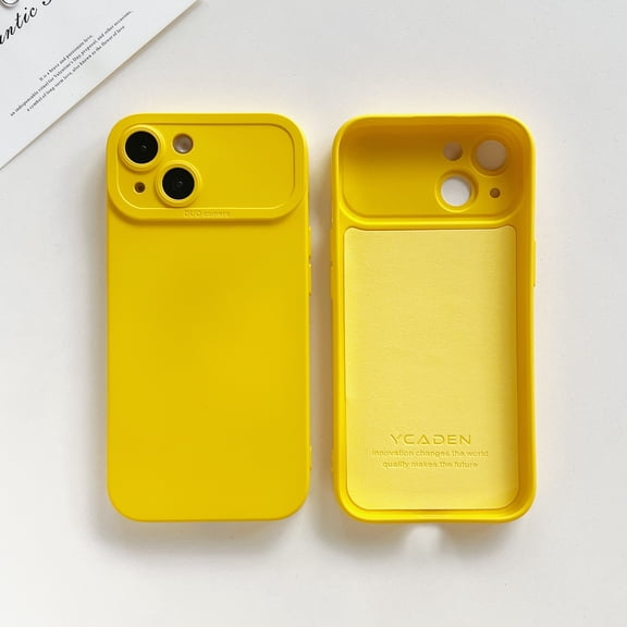 For iPhone 15 Case with Camera Lens Protection, Liquid Silicone Slim Shockproof Phone Cover with Soft Microfiber Lining, Full Body Protective Slim Fit Case For iPhone 15,Yellow