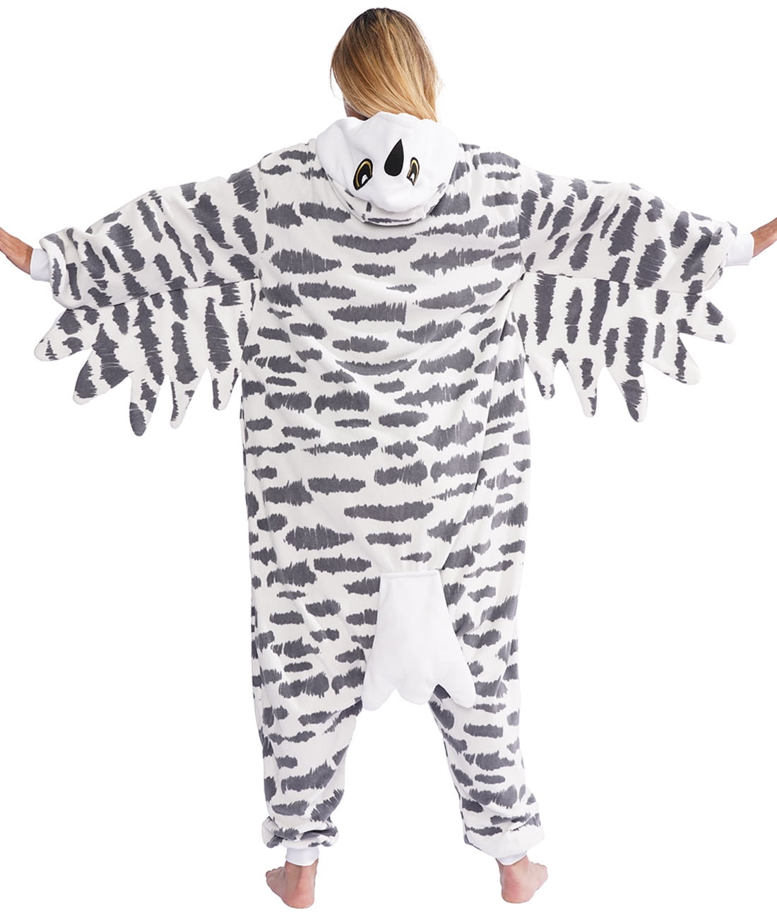 vavalad Unisex Adult Snowy Owl Onesie Pajamas Animal Christmas Costume Homewear