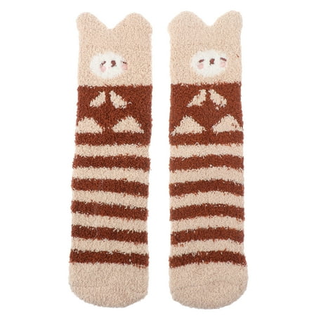 

NUOLUX 1 Pair Cartoon Coral Fleece Socks Winter Warm Fluff Casual Socks for Women Girls